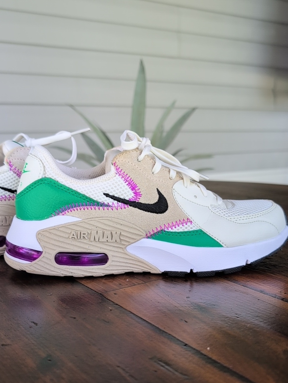Nike Women’s Air Max Sneakers in White, Green & Purple